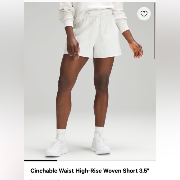Lululemon nwt cinchable waist high rise shorts 3.5” bone xxs 2 - Picture 1 of 4